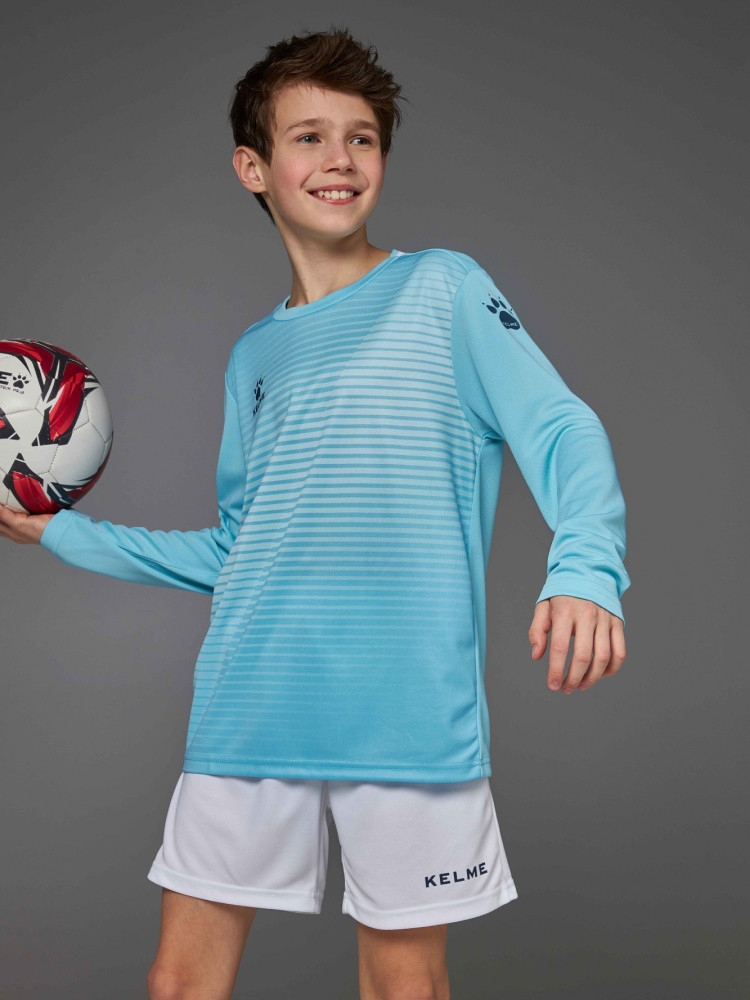Детская футбольная форма KELME Long-Sleeved Football Suit (Light Blue/White)