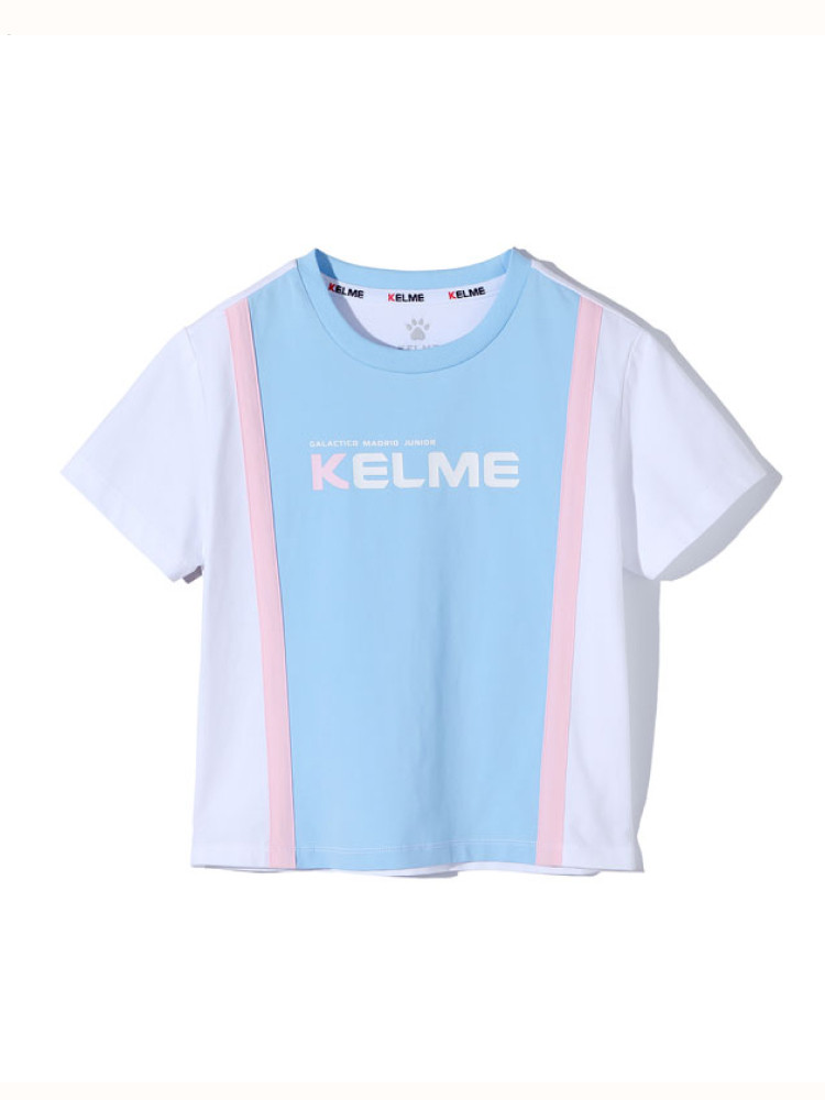Детская футболка KELME Girls Short Sleeve T-Shirt (White/Light Blue)