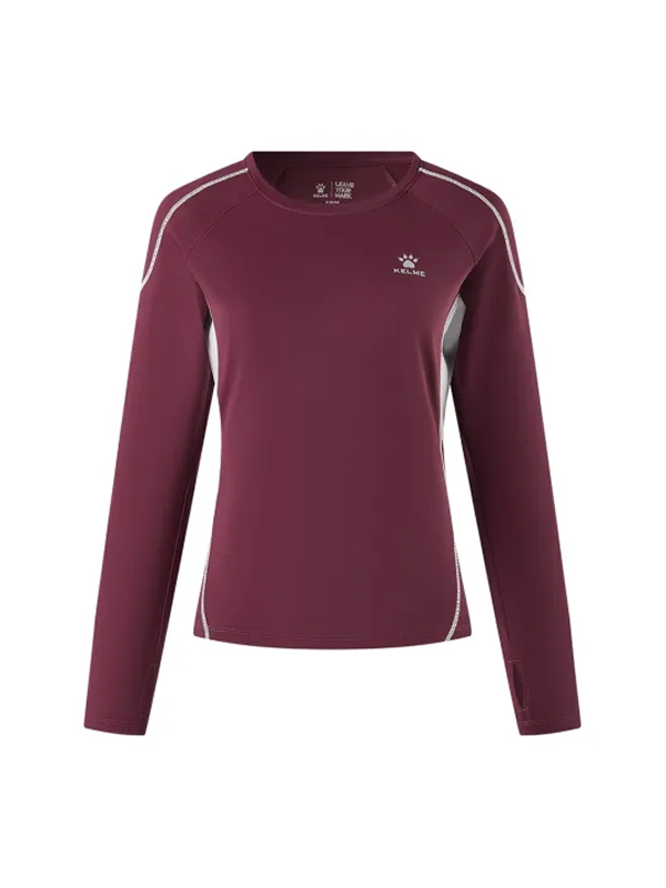 Женский лонгслив KELME Crew Neck Long-Sleeved T-Shirt Cherry Red