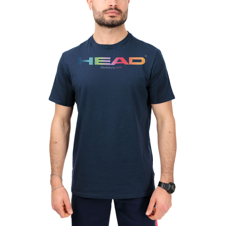 Футболка мужская HEAD Rainbow T-Shirt M 811435-NV-S, р.S, полиэстер, хлопок, эластан, темно-синий