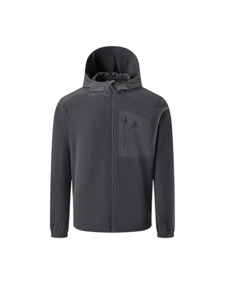Демисезонная куртка KELME Hooded Fleece-lined Knit Cardigan Dark Grey