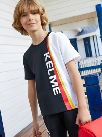 Детская футболка KELME Boys Short Sleeve T-Shirt (Black/White)