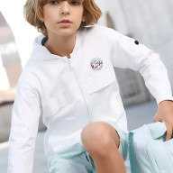 Детская толстовка KELME Boys Cardigan Sweater White - Детская толстовка KELME Boys Cardigan Sweater White