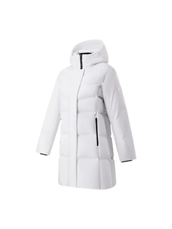 Женский пуховик KELME Mid-Length Hooded Down Jacket White